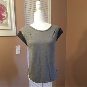 Mossimo Grey shirt with faux leather sleeves
